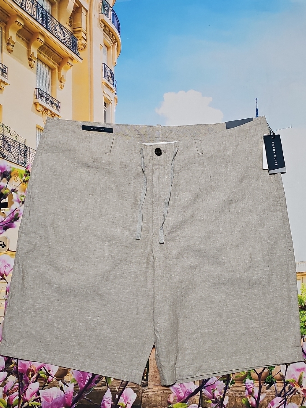 Perry Ellis Linen Chino Shorts Size 38 New